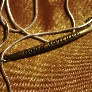 GOOD FORTUNE metal bar pendant charm 925 silver necklace (3075)